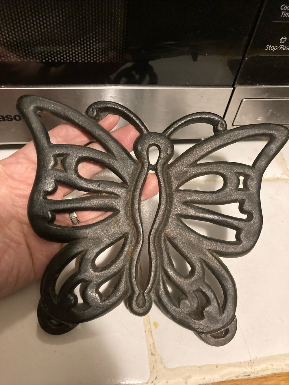 Cast Iron Butterfly Trivet - Dark Metal